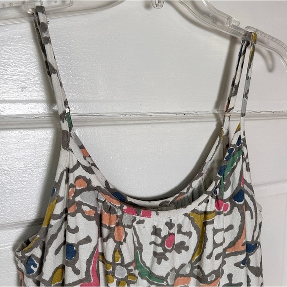 THML 100% Cotton A-Line Dress Tiered Ruffle Hem Colorful Allover Print Sz Small - Picture 11 of 17